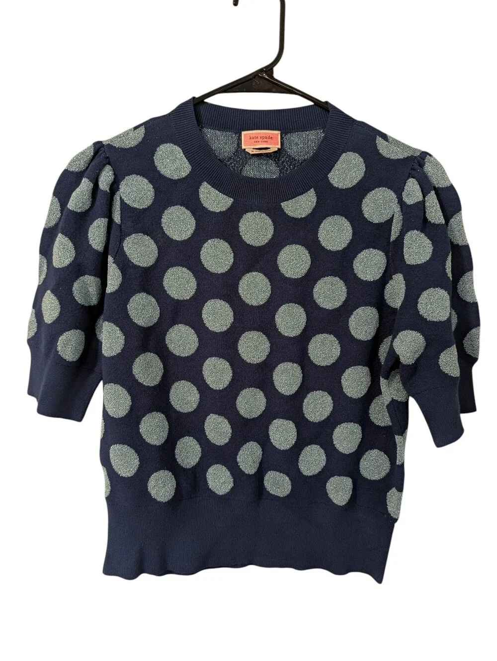 Kate Spade, Seaside Polka Dot, Short Sleeve Sweater, Size M